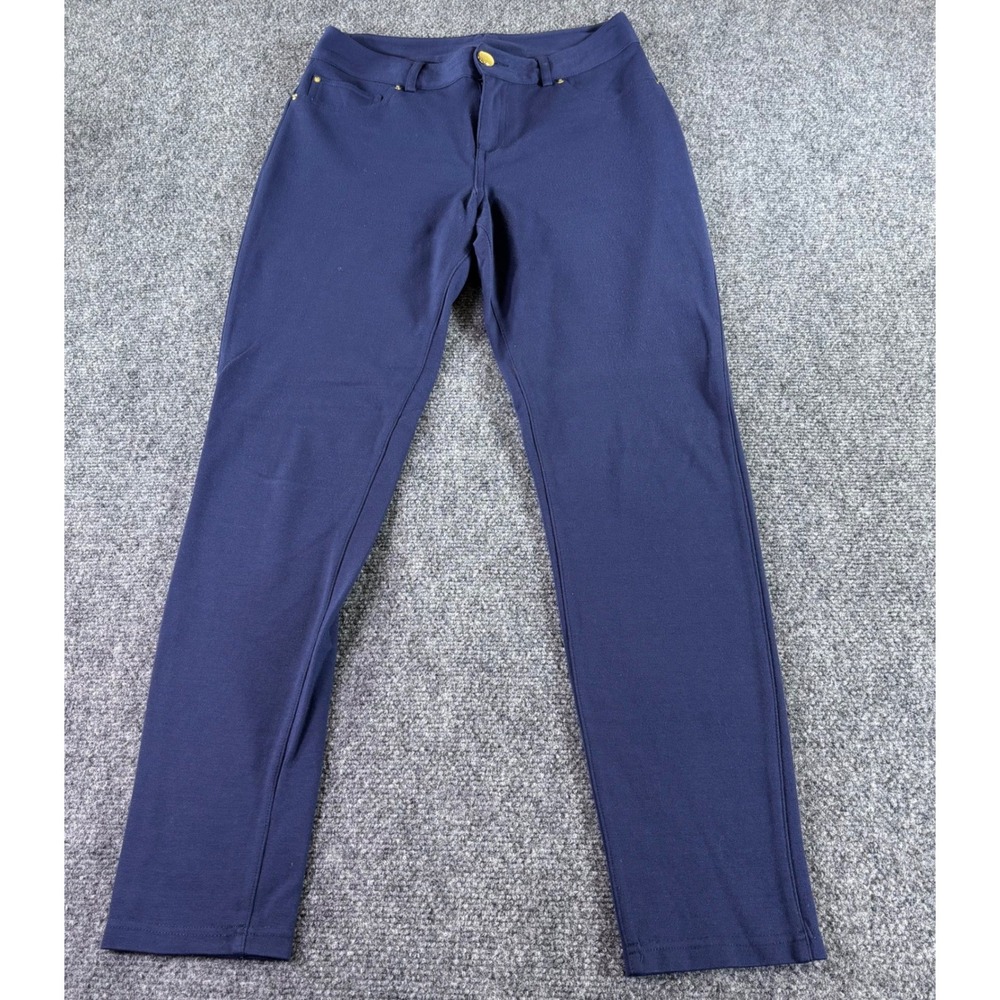 INC International Concepts Pants Women 6 Navy Skinnyโ Ponte Stretch Gold Trim